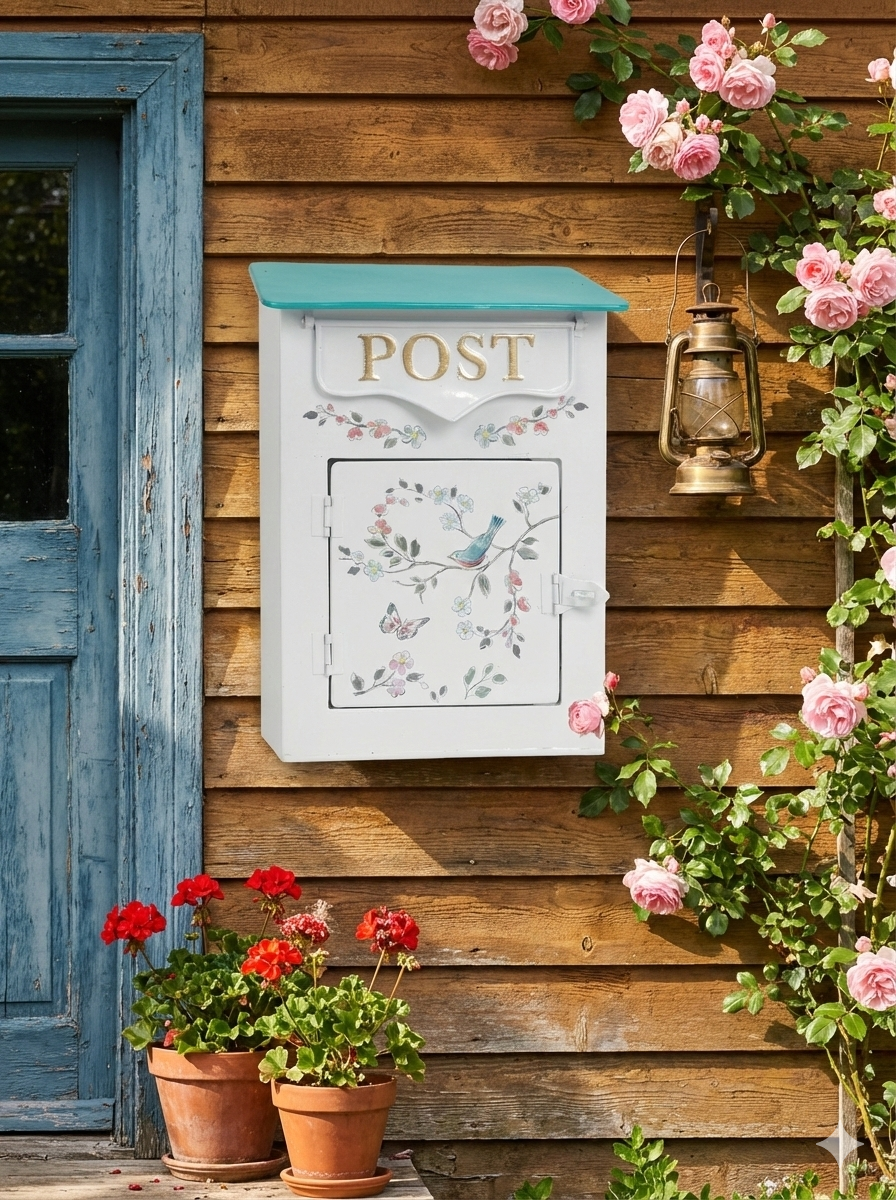 Vintage Farmhouse Wall-Mounted Post Box Mailbox Metal Letter Box Outdoor 2Dropme