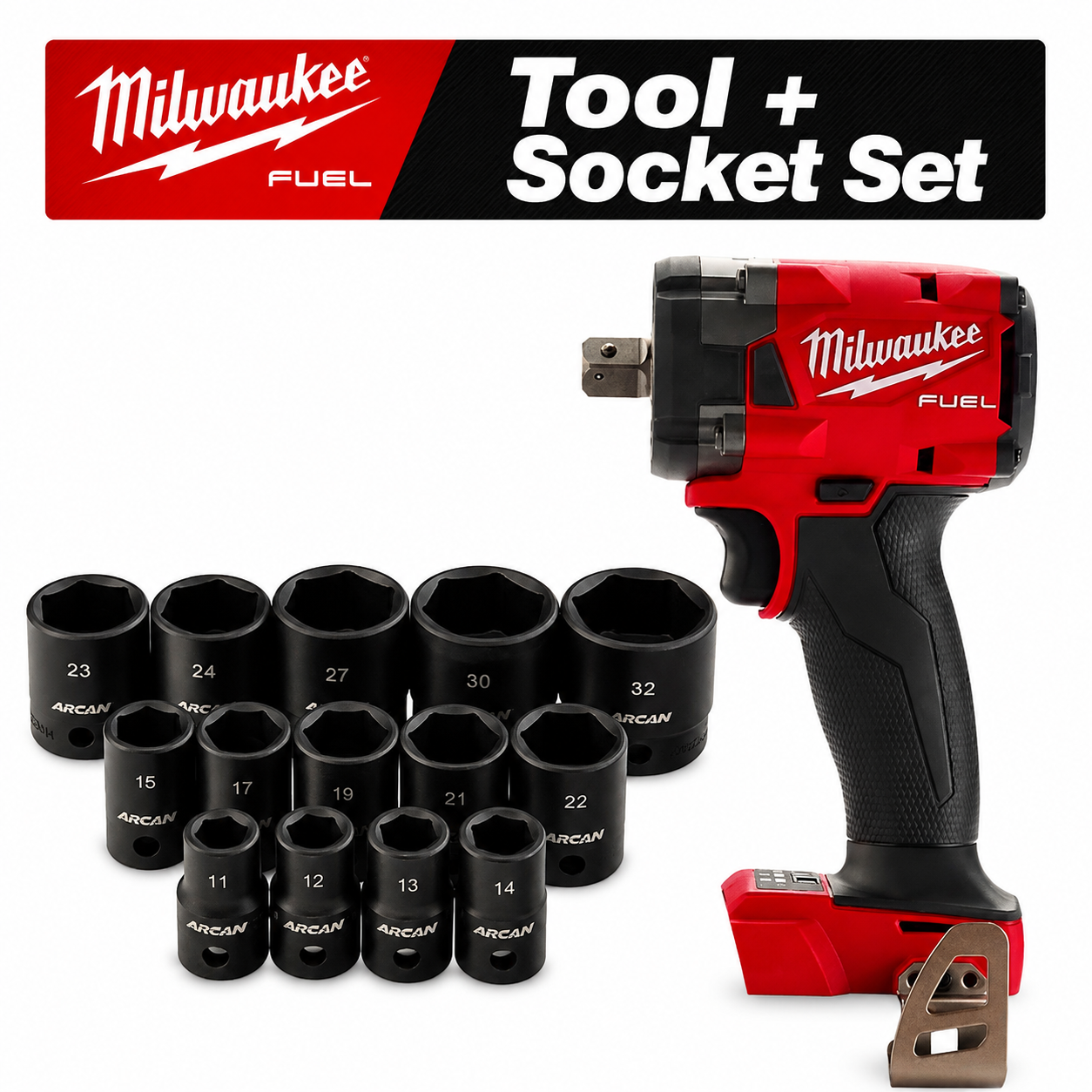 Milwaukee M18 FUEL Impact Wrench with ARCAN Socket Set