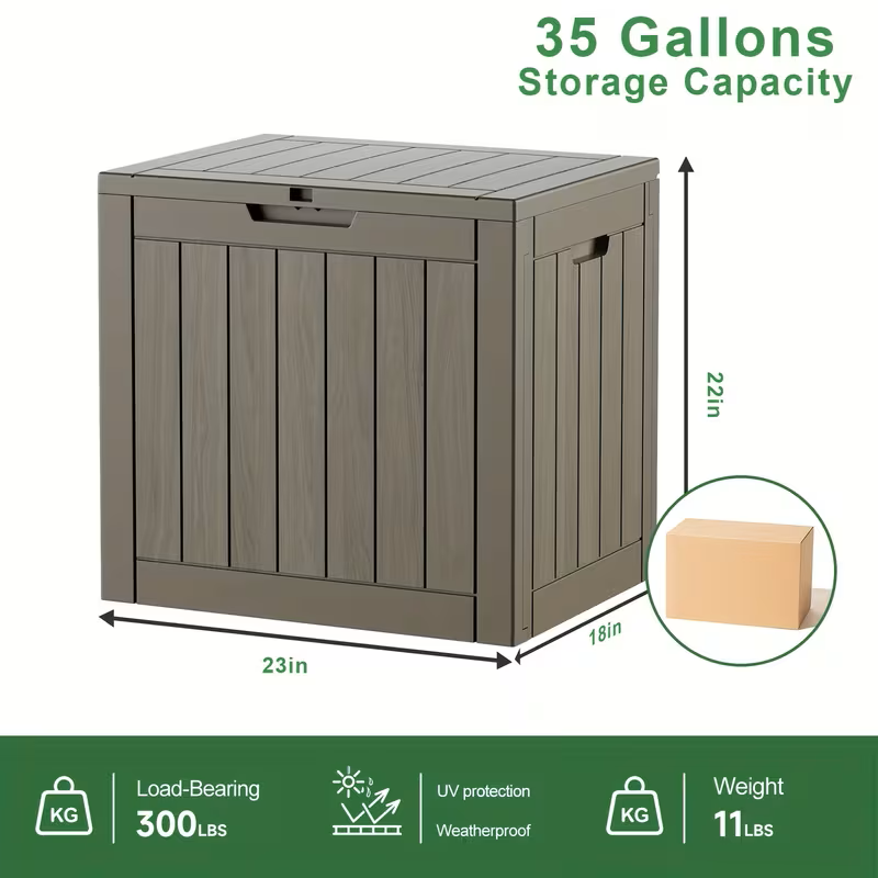 75 Gallon Heavy-Duty Outdoor Deck Box – Waterproof Patio Storage Box with Hinged Lid, Lockable & Easy Assembly 2Dropme