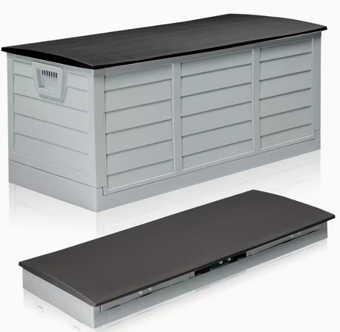 75 Gallon Heavy-Duty Outdoor Deck Box – Waterproof Patio Storage Box with Hinged Lid, Lockable & Easy Assembly 2Dropme