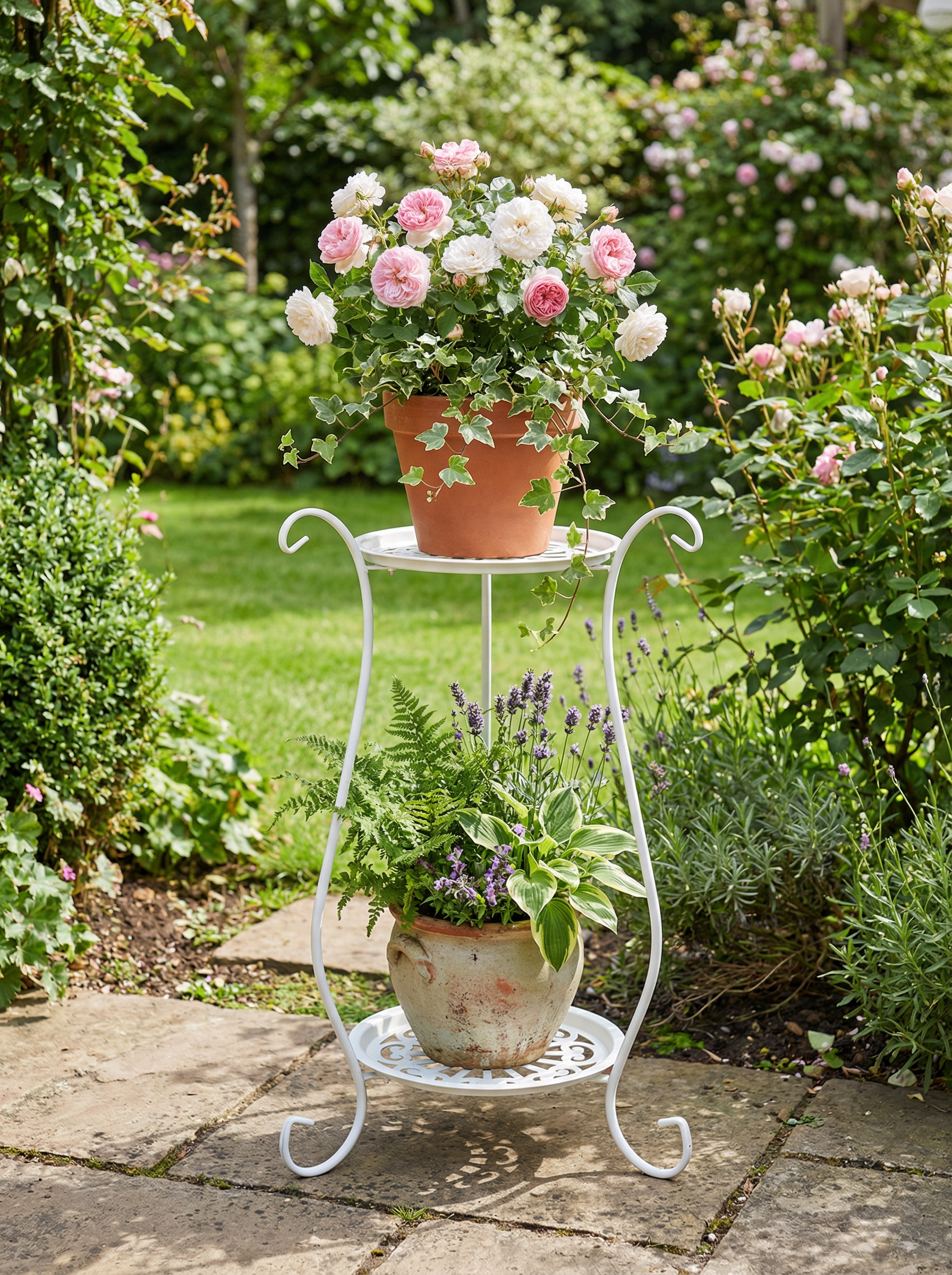 Two-Tier Metal Plant Stand – Double Layer Iron Flower Rack for Indoor & Outdoor Plants 2Dropme