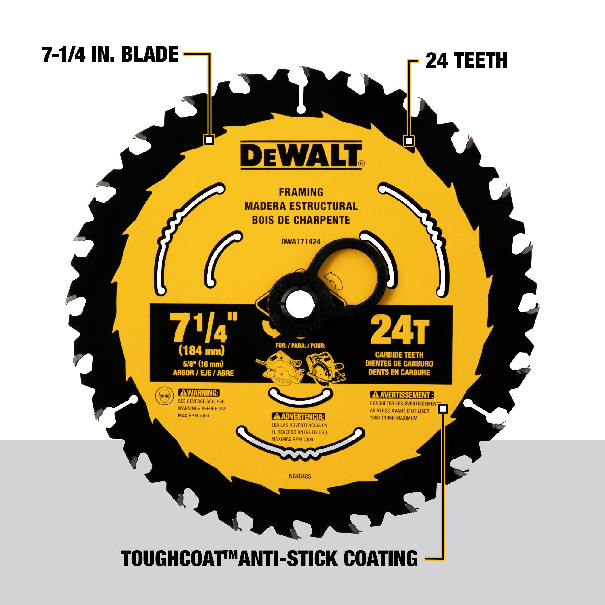 DEWALT 7-1/4 in. 24-Tooth Rough Finish Carbide Circular Saw Blade DEWALT