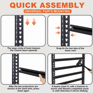 Heavy Duty Metal Garage Shelving Rack 2000lbs 4/5/6-Tier Steel Shelf 60"/72"/84" 2Dropme