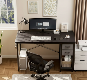40/47 Inch Computer Desk with Fabric Storage Drawers, Modern Home Office Table 2Dropme