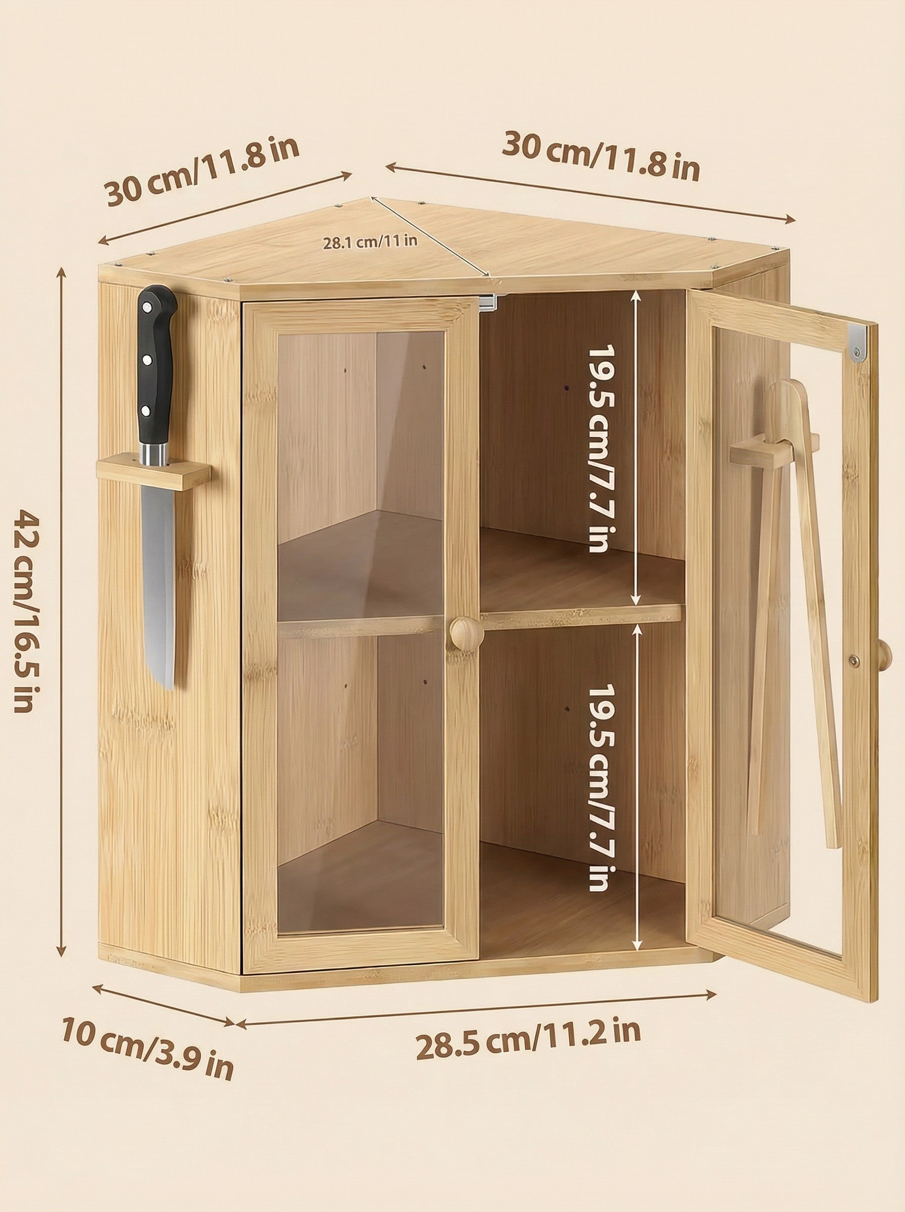 Bamboo Bread Box with Clear Doors – 2-Tier Kitchen Countertop Organizer 2Dropme