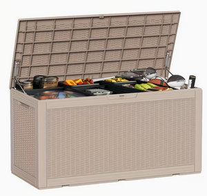 75 Gallon Heavy-Duty Outdoor Deck Box – Waterproof Patio Storage Box with Hinged Lid, Lockable & Easy Assembly 2Dropme
