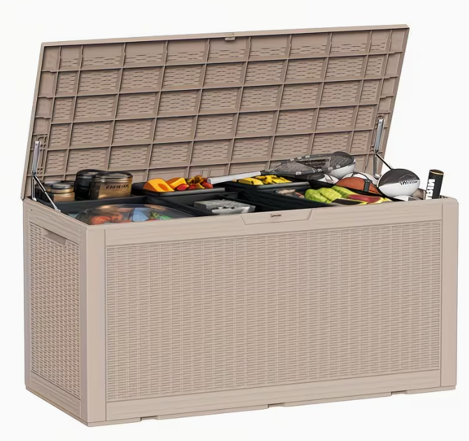 75 Gallon Heavy-Duty Outdoor Deck Box – Waterproof Patio Storage Box with Hinged Lid, Lockable & Easy Assembly 2Dropme