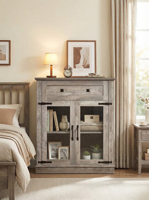 Modern Glass Door Cabinet – 3 Styles | Adjustable Shelves | Compact Storage Cupboard 2Dropme