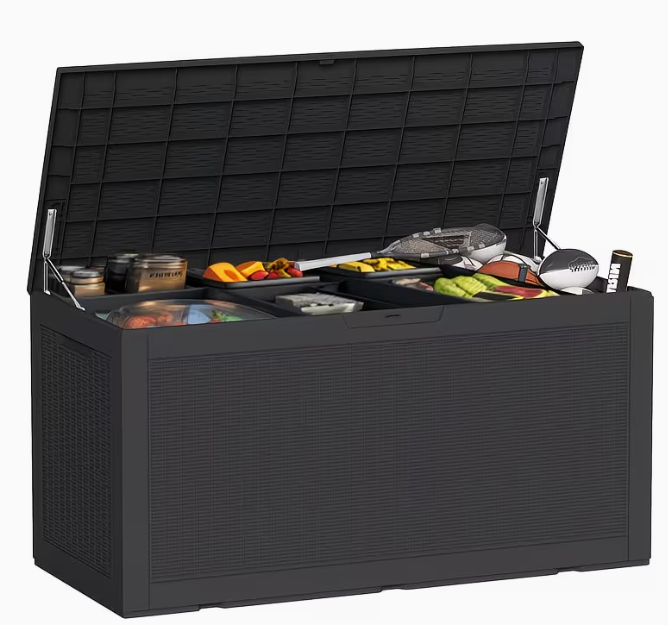 75 Gallon Heavy-Duty Outdoor Deck Box – Waterproof Patio Storage Box with Hinged Lid, Lockable & Easy Assembly 2Dropme