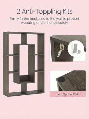 7-Tier Cube Bookshelf, Tall Narrow Bookcase for Small Spaces 2Dropme