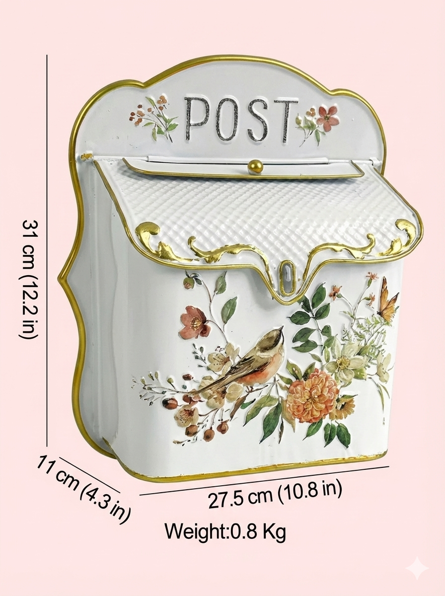 Vintage Farmhouse Wall-Mounted Post Box Mailbox Metal Letter Box Outdoor 2Dropme