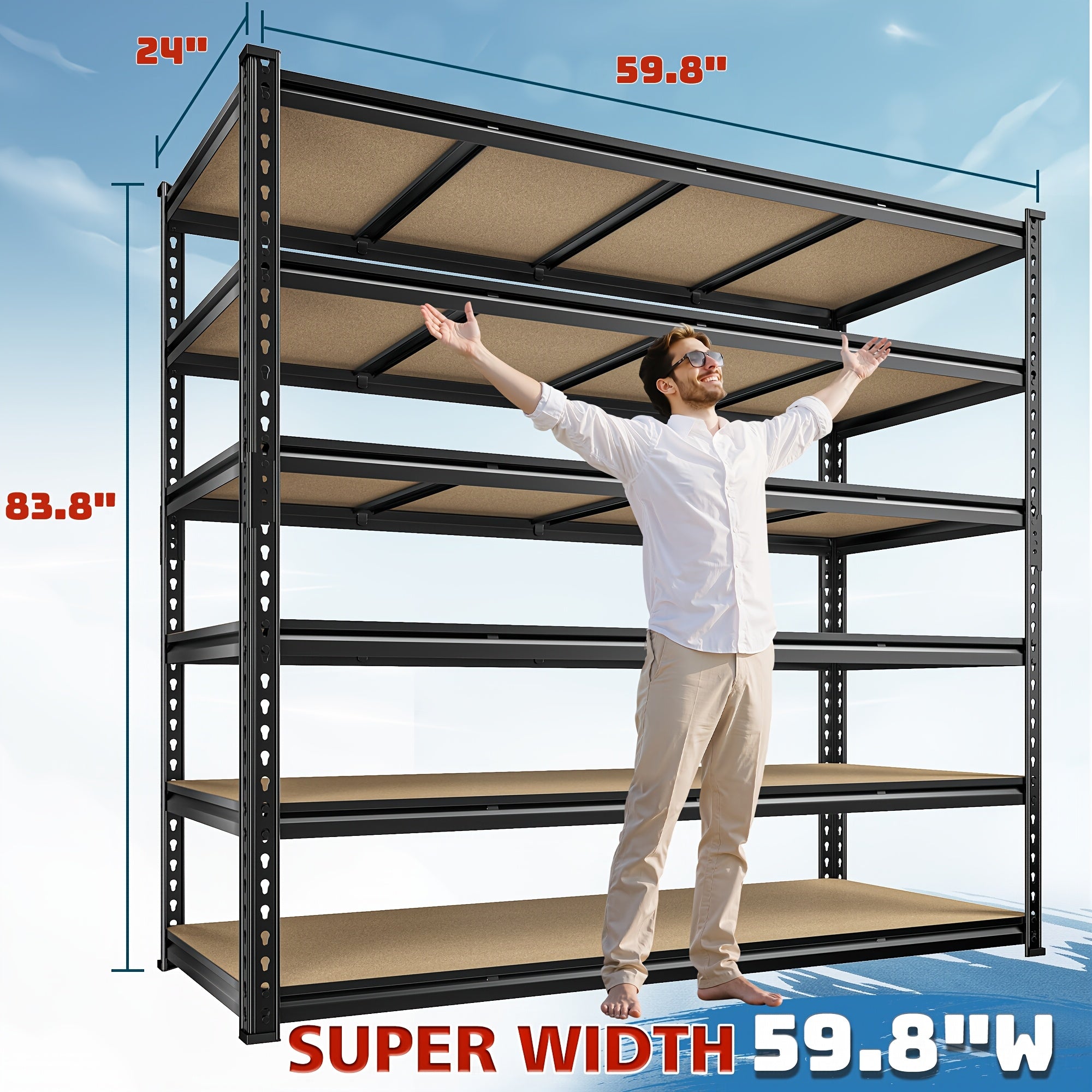 Heavy Duty Metal Garage Shelving Rack 2000lbs 4/5/6-Tier Steel Shelf 60"/72"/84" 2Dropme