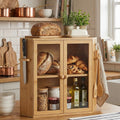 Bamboo Bread Box with Clear Doors – 2-Tier Kitchen Countertop Organizer 2Dropme