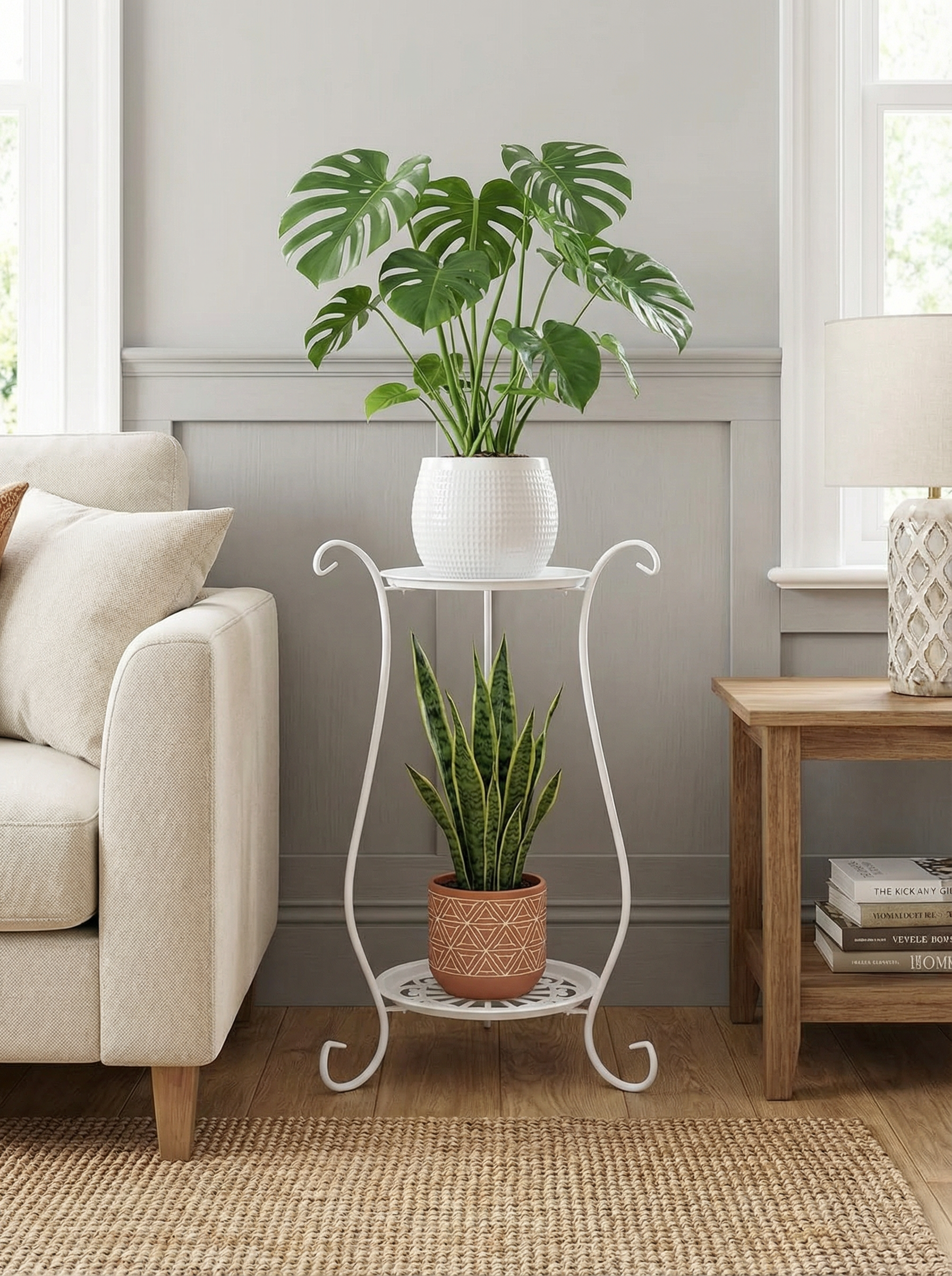 Two-Tier Metal Plant Stand – Double Layer Iron Flower Rack for Indoor & Outdoor Plants 2Dropme