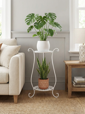 Two-Tier Metal Plant Stand – Double Layer Iron Flower Rack for Indoor & Outdoor Plants 2Dropme