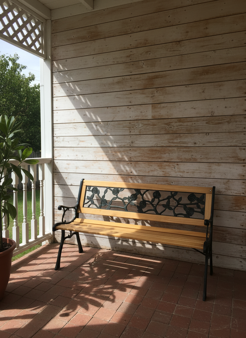 Cast Iron & Wood Outdoor Garden Bench with Ornate Backrest 2Dropme