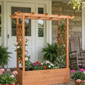 Raised Wooden Planter Box with Tall Trellis for Climbing Plants