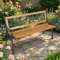 Cast Iron & Wood Outdoor Garden Bench with Ornate Backrest 2Dropme