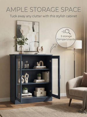 Modern Glass Door Cabinet – 3 Styles | Adjustable Shelves | Compact Storage Cupboard 2Dropme