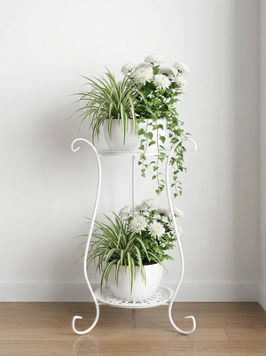 Two-Tier Metal Plant Stand – Double Layer Iron Flower Rack for Indoor & Outdoor Plants 2Dropme