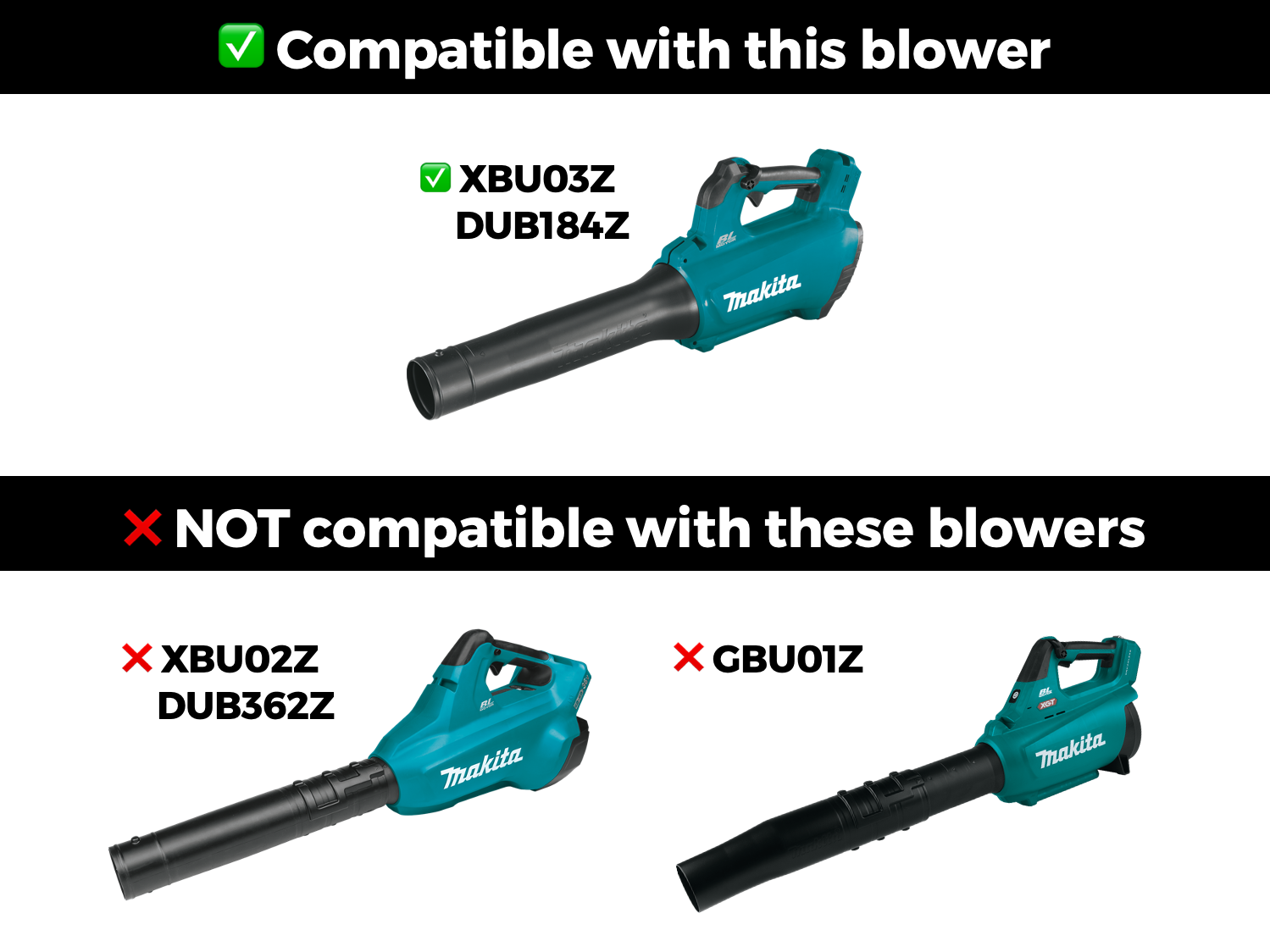 STUBBY® Car Drying Nozzle for Makita 18V LXT Leaf Blower (XBU03Z & DUB184Z) Stubby Nozzle Co.