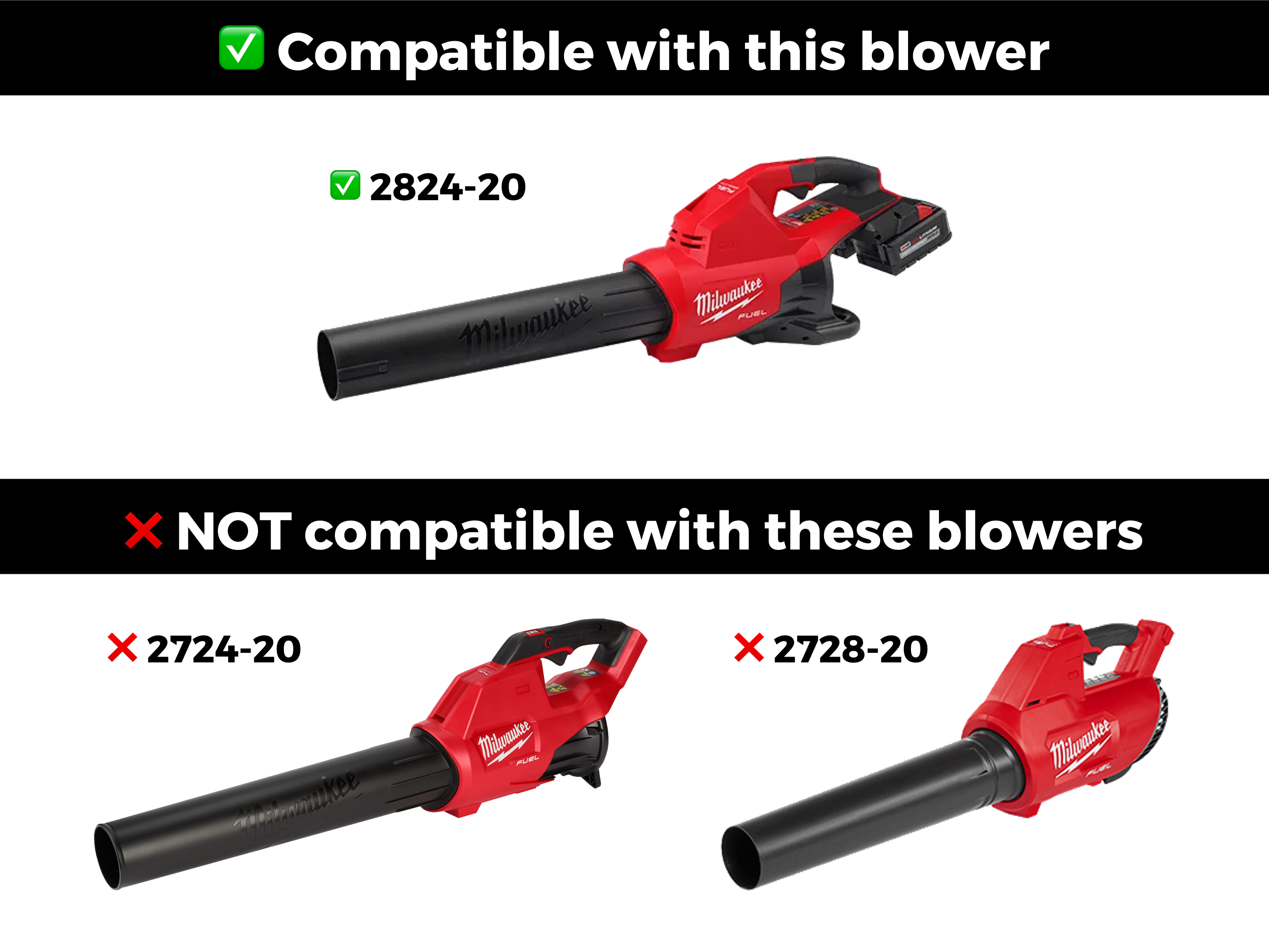STUBBY® Car Drying Nozzle for Milwaukee M18 FUEL Dual Battery Leaf Blower (2824-20) Stubby Nozzle Co.