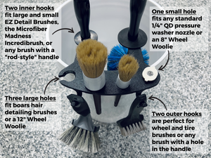 BucketCaddy - Wheel, Tire, & Detailing Brush Organizer for 5-gallon and 6-gallon Car Wash Buckets Stubby Nozzle Co.