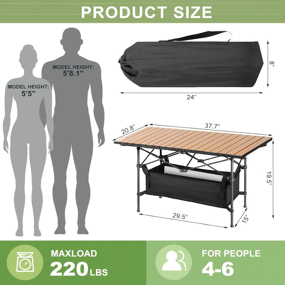 Portable Folding Camping Table for 4-6 People Adjustable Height Picnic BBQ Table 2Dropme