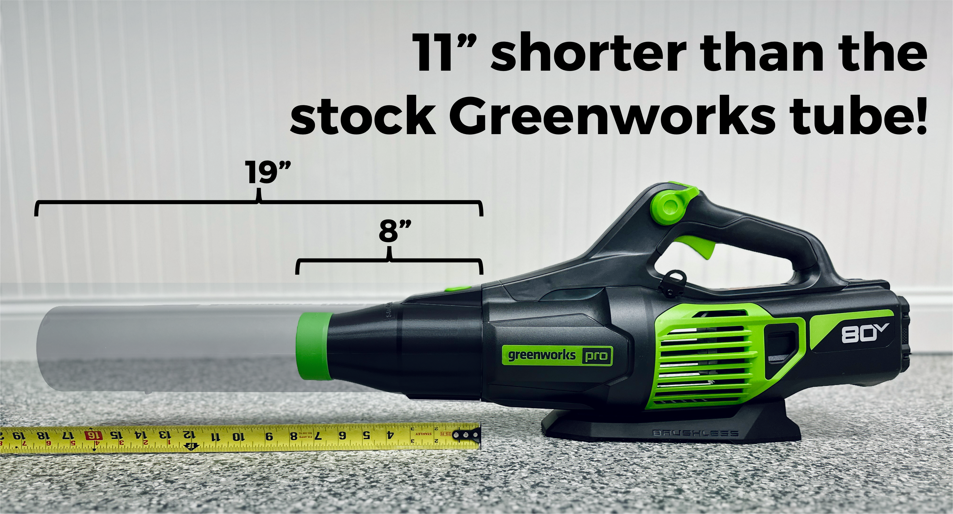 STUBBY® Car Drying Nozzle for Greenworks 760, 730, 700, 610, 585, 550, 515, & 500 CFM Leaf Blowers Stubby Nozzle Co.