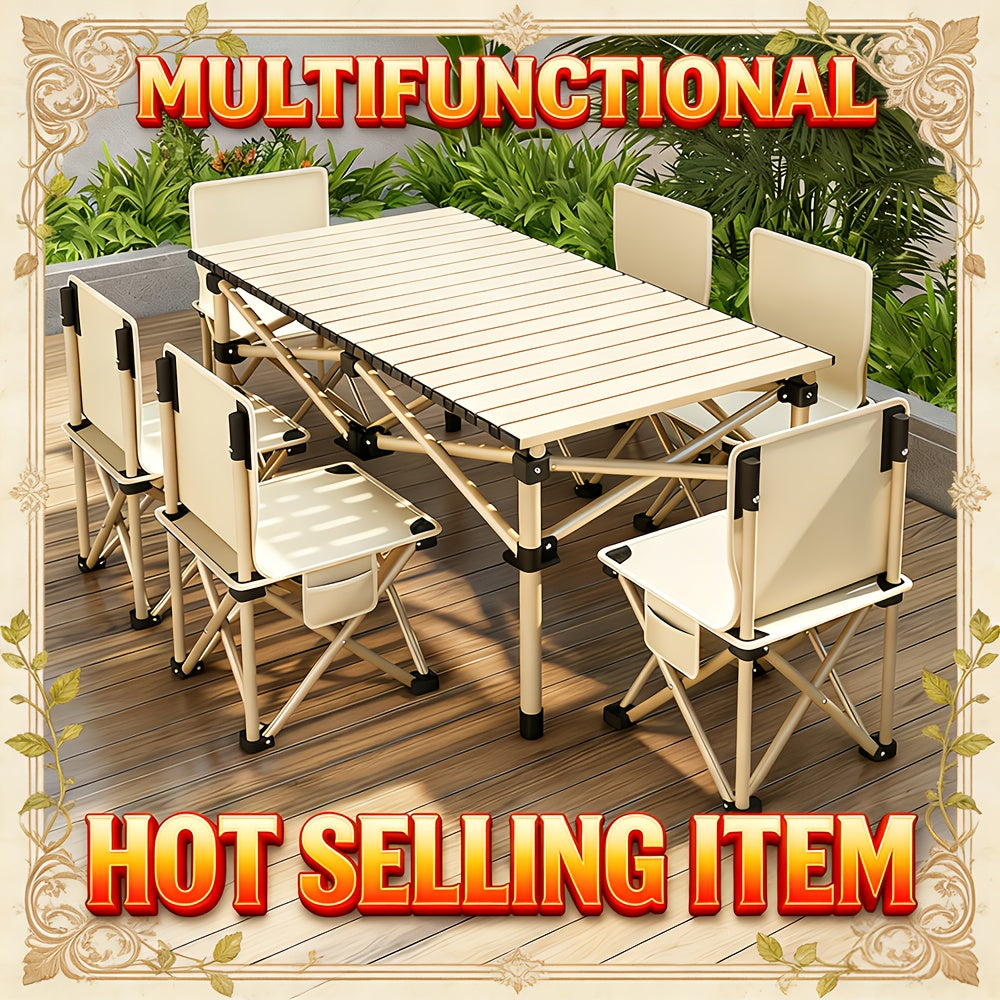 Portable Folding Camping Table for 4-6 People Adjustable Height Picnic BBQ Table 2Dropme