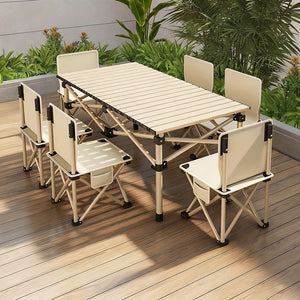 Portable Folding Camping Table for 4-6 People Adjustable Height Picnic BBQ Table 2Dropme