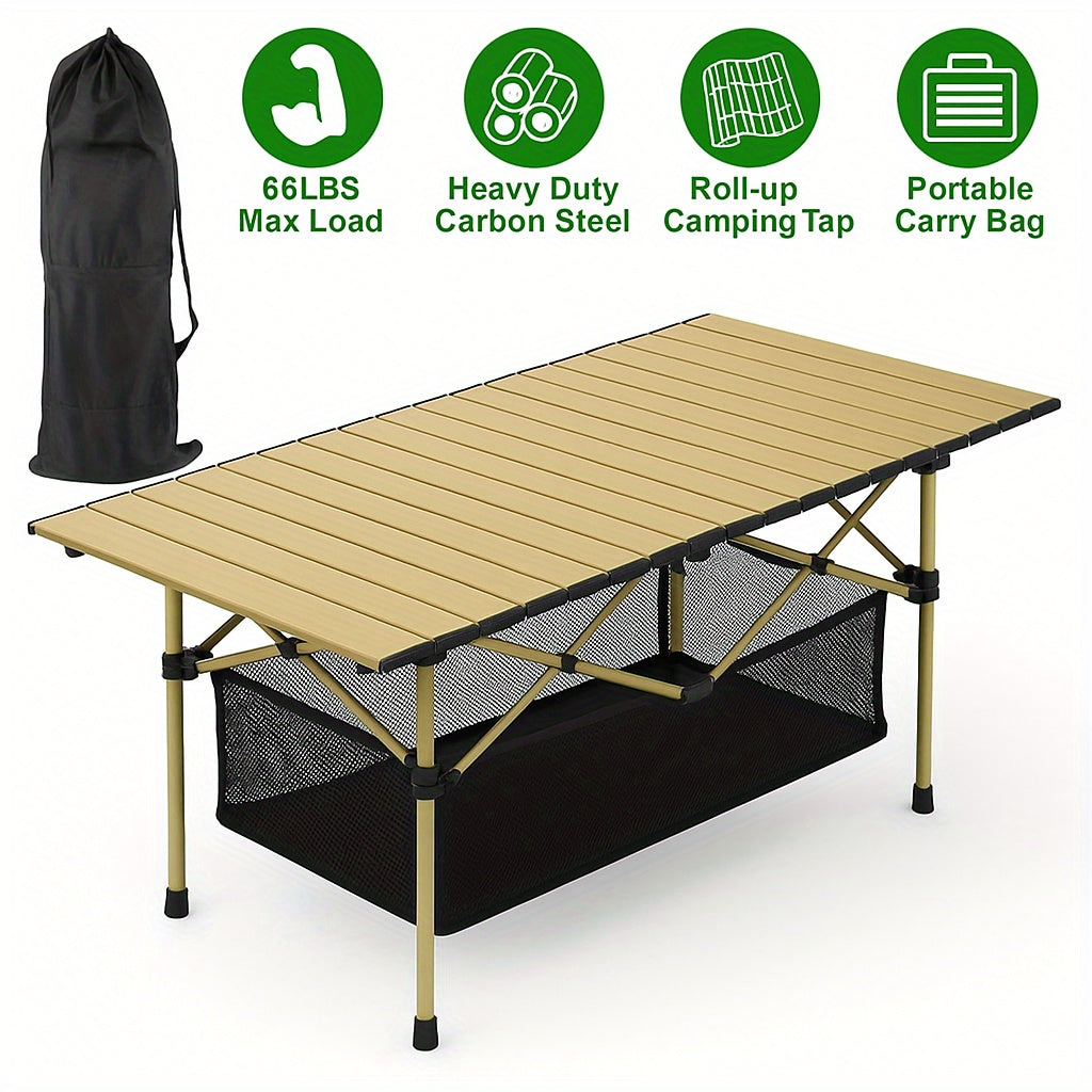 Portable Folding Camping Table for 4-6 People Adjustable Height Picnic BBQ Table 2Dropme