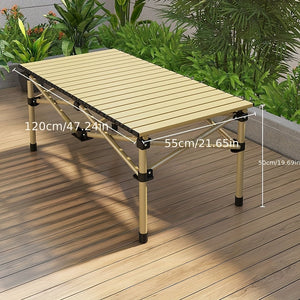 Portable Folding Camping Table for 4-6 People Adjustable Height Picnic BBQ Table 2Dropme