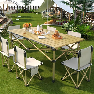 Portable Folding Camping Table for 4-6 People Adjustable Height Picnic BBQ Table 2Dropme