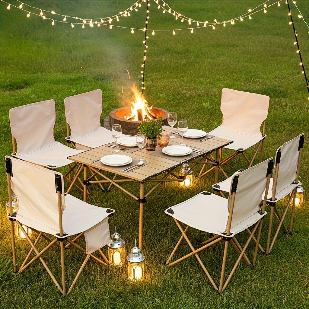 Portable Folding Camping Table for 4-6 People Adjustable Height Picnic BBQ Table 2Dropme