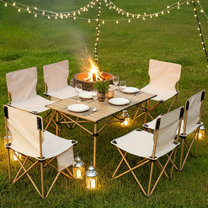 Portable Folding Camping Table for 4-6 People Adjustable Height Picnic BBQ Table 2Dropme