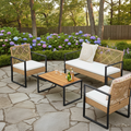 4Pcs Outdoor Patio Furniture Set – Rattan Wicker Sofa - Multiple Styles