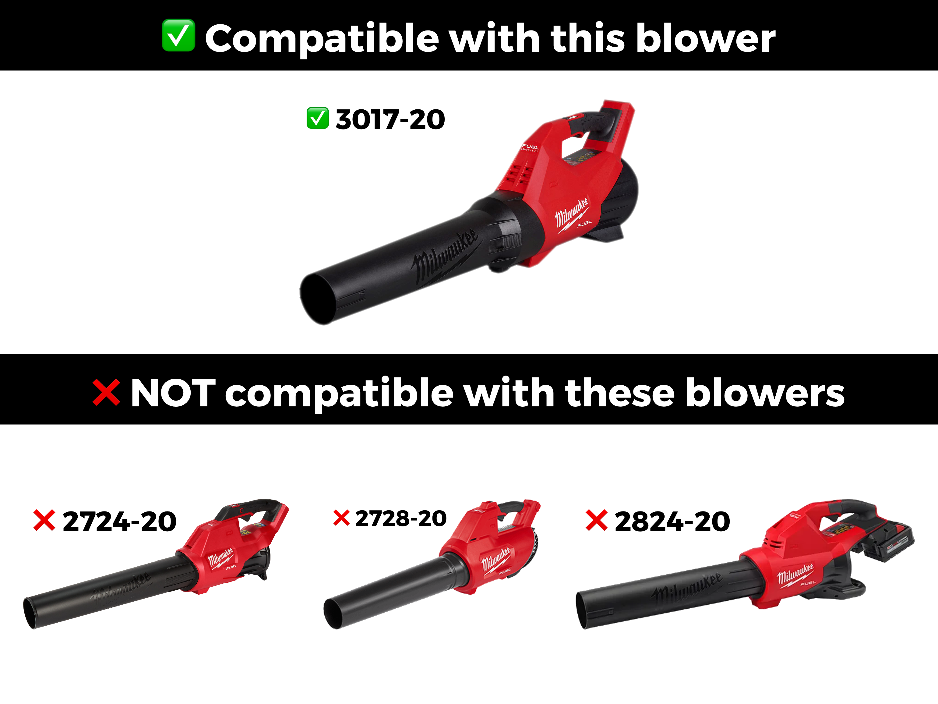 STUBBY® Car Drying Nozzle for Milwaukee M18 FUEL Gen III Single Battery Leaf Blower (3017-20) Stubby Nozzle Co.