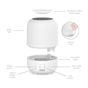 Quiet cool mist humidifier with auto shut-off feature