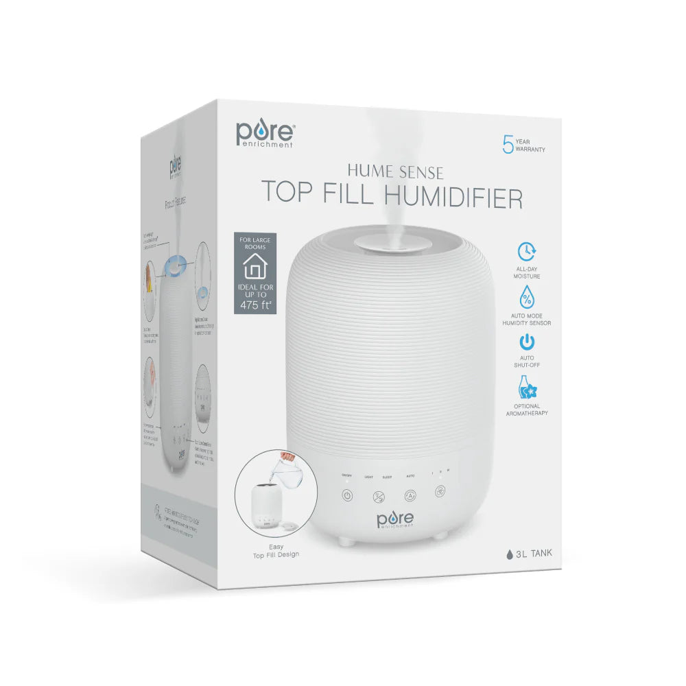 Quiet cool mist humidifier with auto shut-off feature
