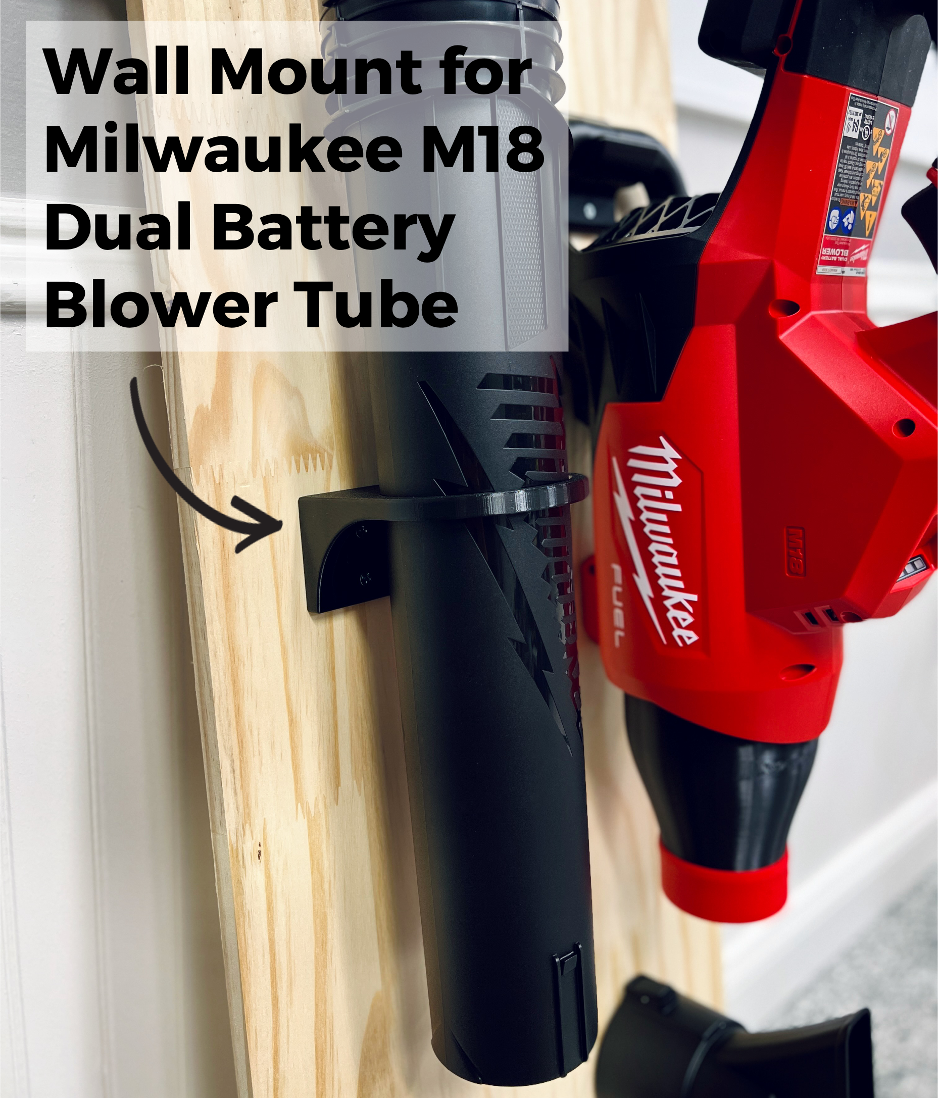 Wall Mount Kit for Milwaukee M18 FUEL Dual Battery Leaf Blower (2824-20) Stubby Nozzle Co.