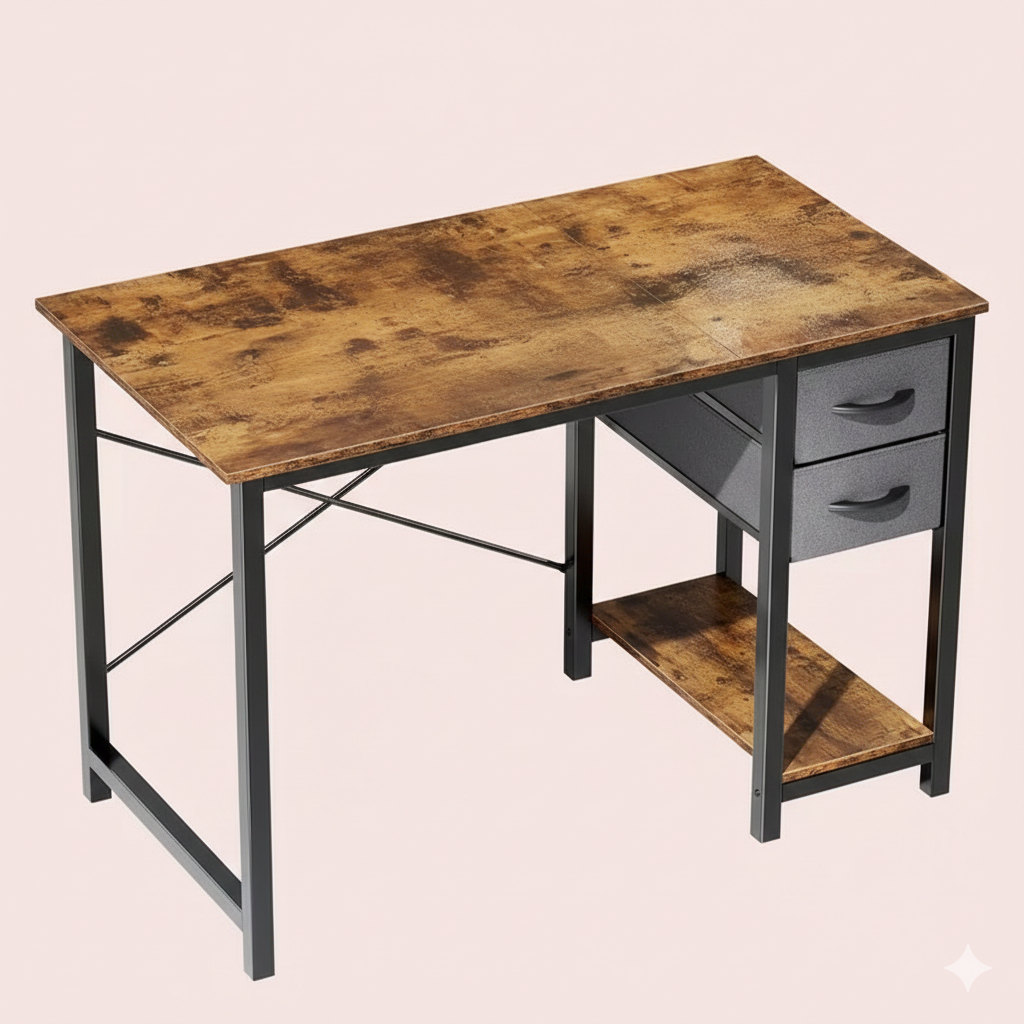 40/47 Inch Computer Desk with Fabric Storage Drawers, Modern Home Office Table 2Dropme