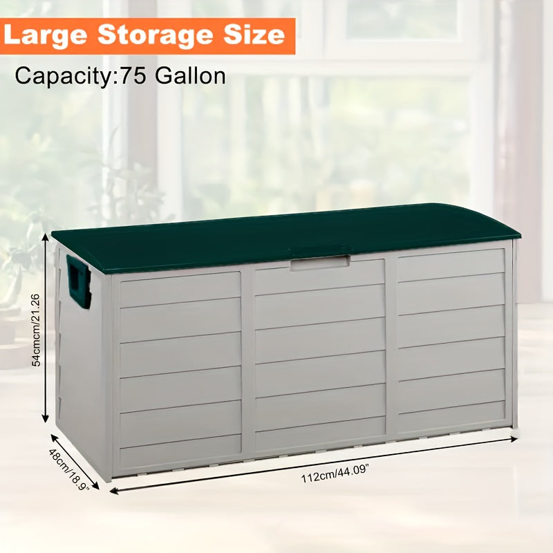 75 Gallon Heavy-Duty Outdoor Deck Box – Waterproof Patio Storage Box with Hinged Lid, Lockable & Easy Assembly 2Dropme