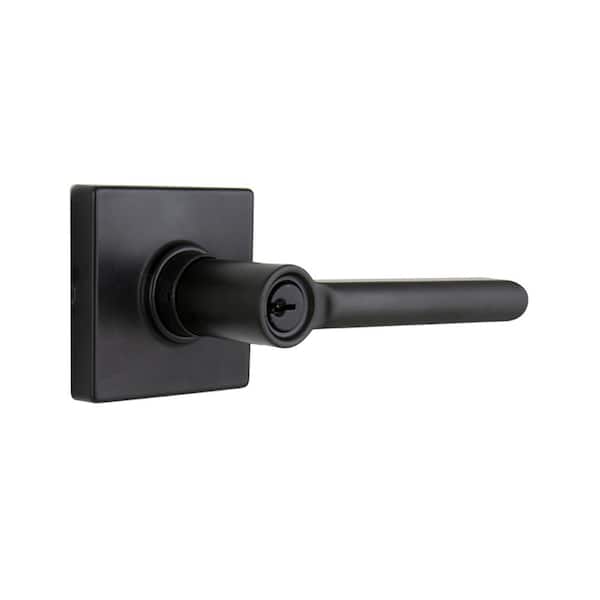 Defiant Tonebridge Matte Black Keyed Entry Door Handle with Square Rose – Model 1009429108