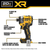 DEWALT DCF860B 20V MAX XR 1/4in Brushless Impact Driver Tool Only