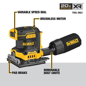 DEWALT DCW200B 20V MAX XR Brushless 1/4 Sheet Speed Sander Tool Only