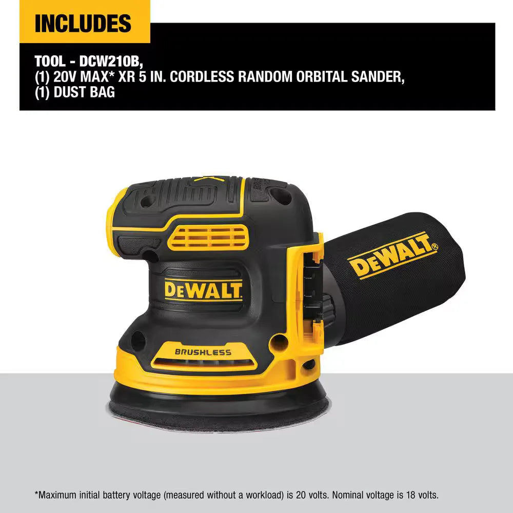 DEWALT DCW210B 20V MAX XR 5 in. Random Orbital Sander - Tool Only