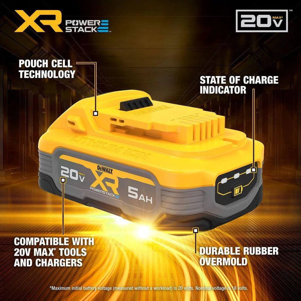 DEWALT DCBP520C 20V MAX XR POWERSTACK 5.0Ah Battery & Charger Kit
