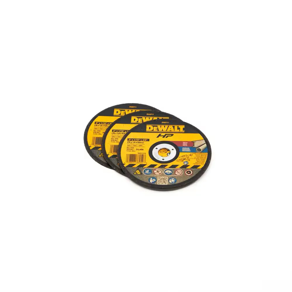 DEWALT DW8711P3 3 in. x 1/8 in. Aluminum Oxide Cut-Off Tool Metal Cutting Blade 3-Pack