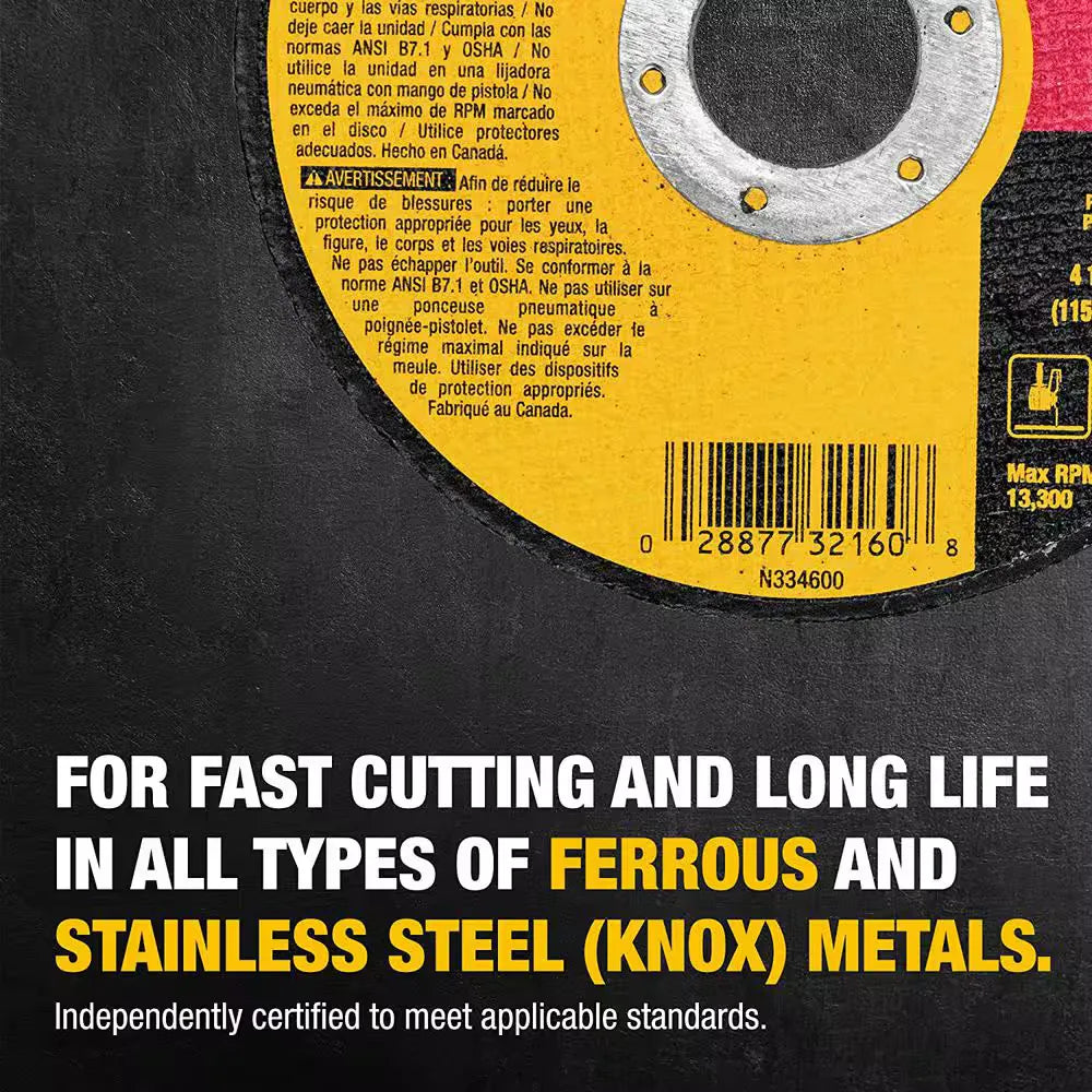 DEWALT DW8062B5W25 4-1/2 in. Metal/Stainless Cutting Wheel (25-Pack)